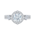 Round Diamond Floral Halo Engagement Ring in 14K White Gold (Semi-Mount)