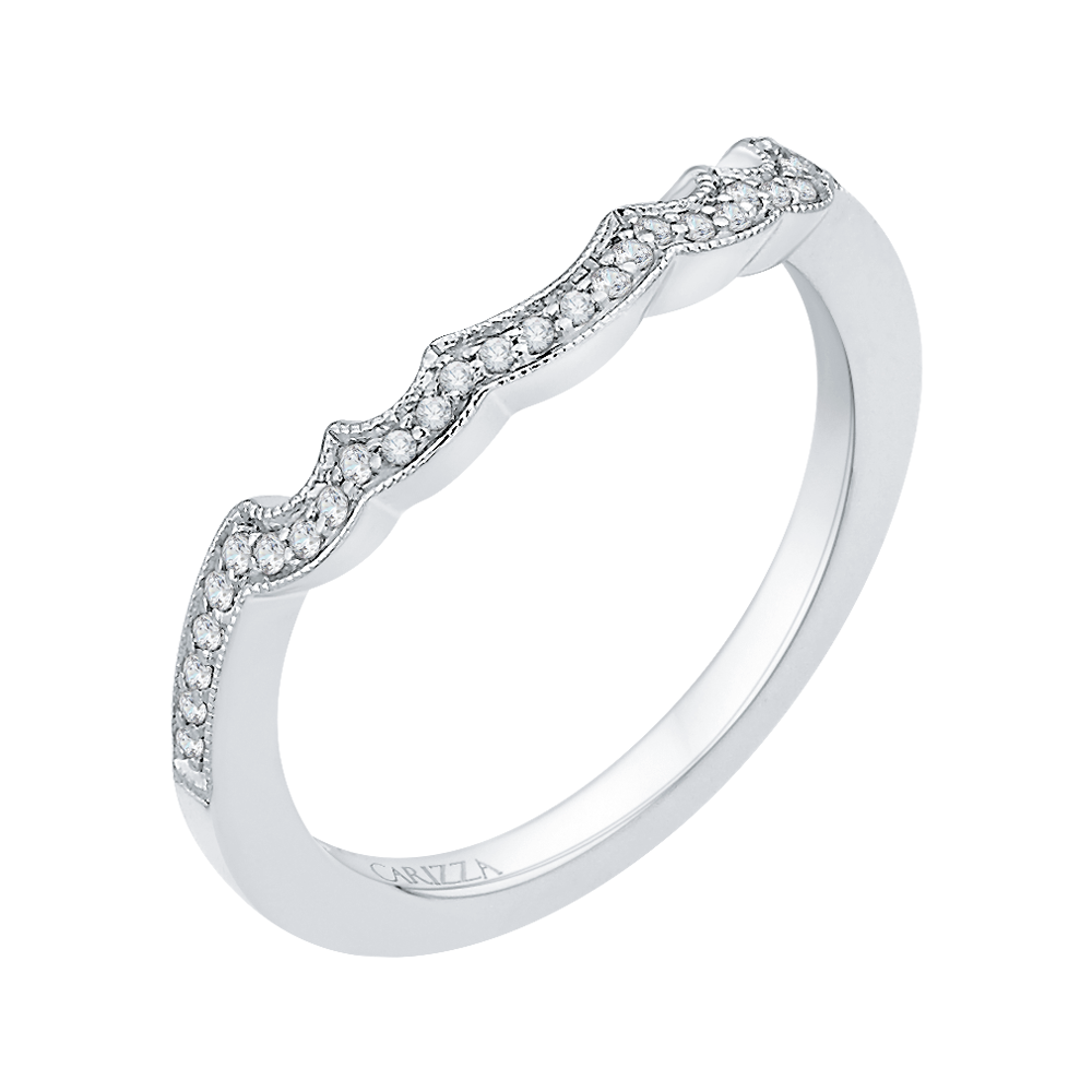 Round Diamond Half-Eternity Wedding Band in 14K White Gold