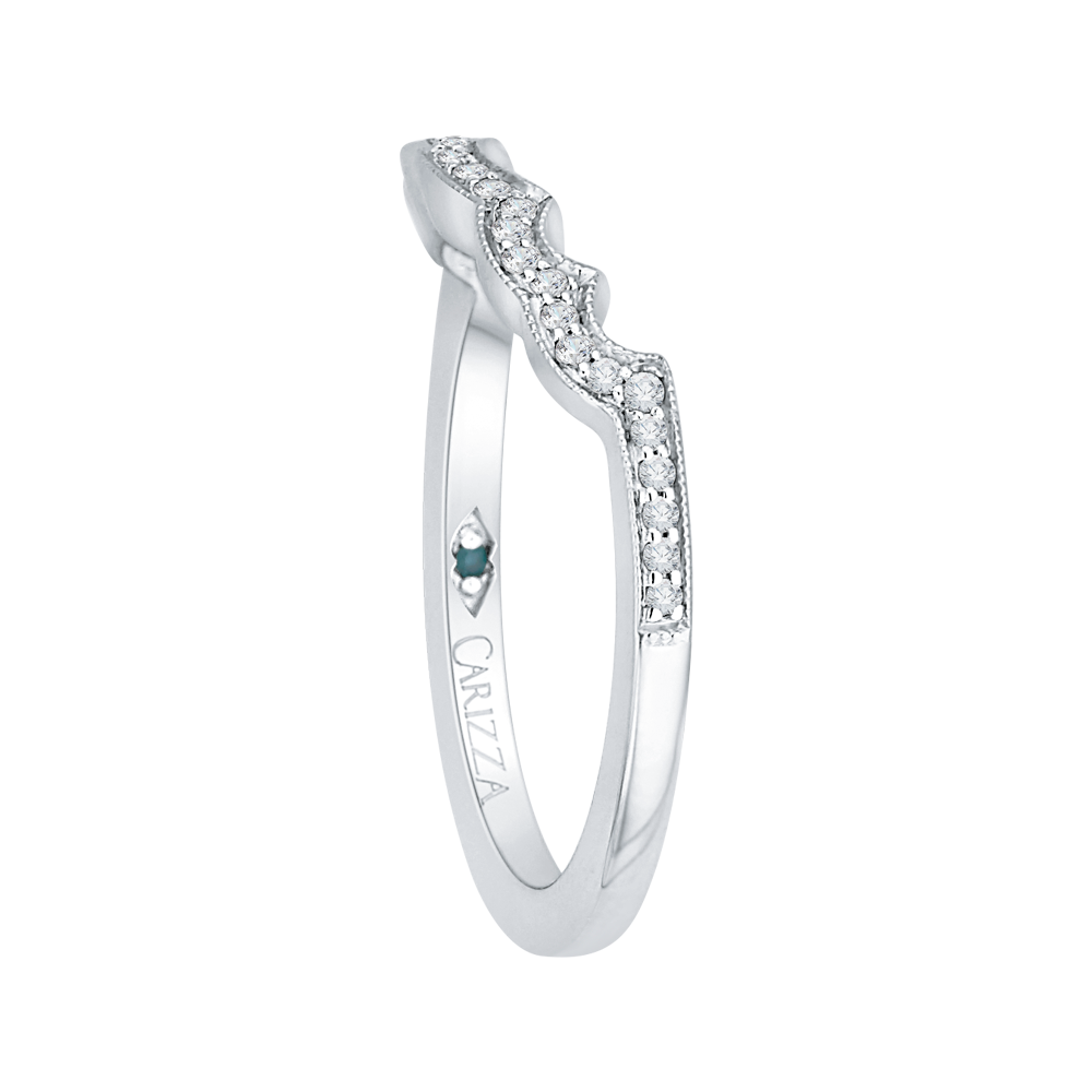 Round Diamond Half-Eternity Wedding Band in 14K White Gold