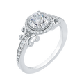 Round Diamond Halo Engagement Ring in 14K White Gold (Semi-Mount)