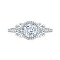 Round Diamond Halo Engagement Ring in 14K White Gold (Semi-Mount)