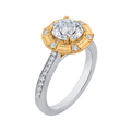 Round Diamond Cathedral Style Engagement Ring in 14K Two Tone Gold (Semi-Mount)