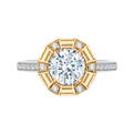 Round Diamond Cathedral Style Engagement Ring in 14K Two Tone Gold (Semi-Mount)