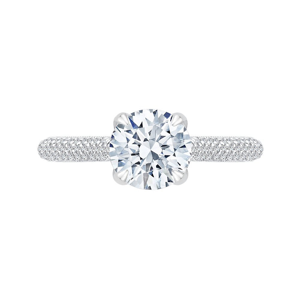 Round Diamond Cathedral Style Engagement Ring in 14K White Gold (Semi-Mount)