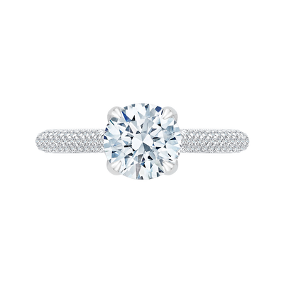 Round Diamond Cathedral Style Engagement Ring in 14K White Gold (Semi-Mount)