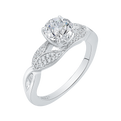 Split Shank Round Diamond Floral Engagement Ring in 14K White Gold (Semi-Mount)