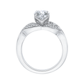 Split Shank Round Diamond Floral Engagement Ring in 14K White Gold (Semi-Mount)