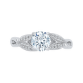 Split Shank Round Diamond Floral Engagement Ring in 14K White Gold (Semi-Mount)