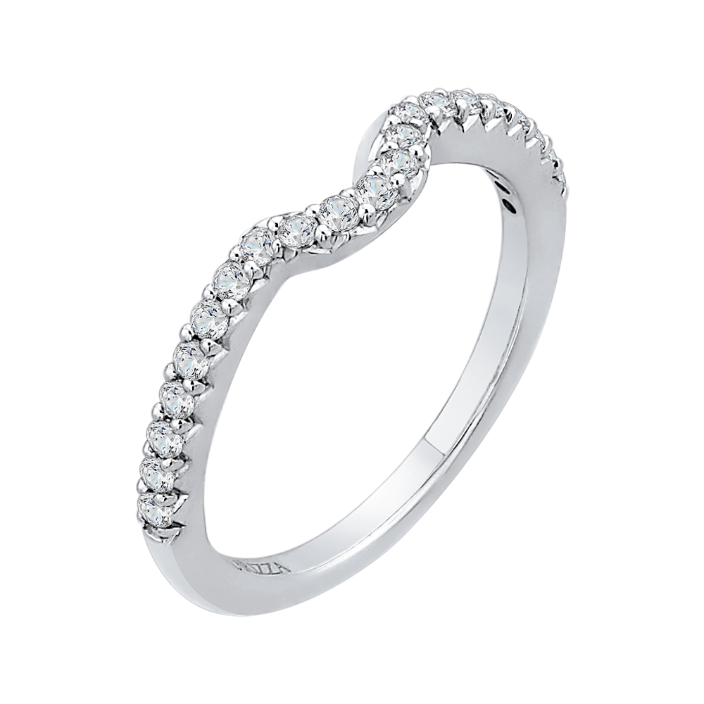 Round Diamond Half-Eternity Wedding Band in 14K White Gold