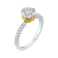 Round Diamond Floral Engagement Ring in 14K Two Tone Gold (Semi-Mount)