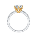 Round Diamond Floral Engagement Ring in 14K Two Tone Gold (Semi-Mount)