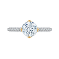 Round Diamond Floral Engagement Ring in 14K Two Tone Gold (Semi-Mount)