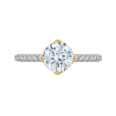 Round Diamond Floral Engagement Ring in 14K Two Tone Gold (Semi-Mount)