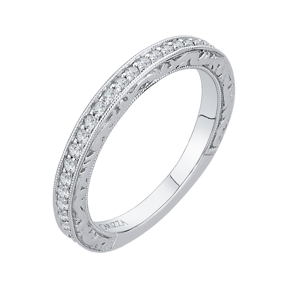 Round Diamond Wedding Band in 14K White Gold