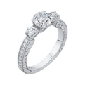 Round Diamond Three-Stone Engagement Ring in 14K White Gold (Semi-Mount)