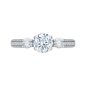 Round Diamond Three-Stone Engagement Ring in 14K White Gold (Semi-Mount)