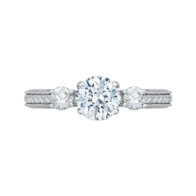 Round Diamond Three-Stone Engagement Ring in 14K White Gold (Semi-Mount)