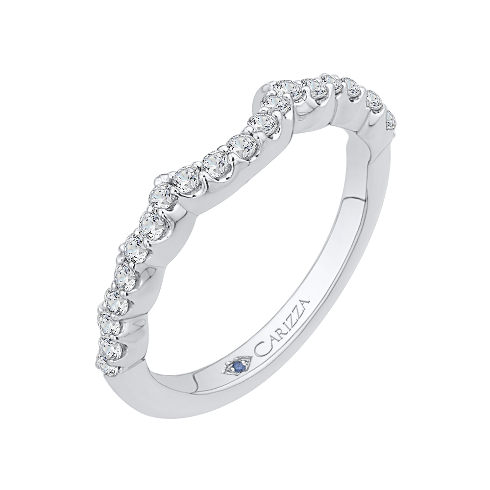 Round Diamond Half-Eternity Wedding Band in 14K White Gold