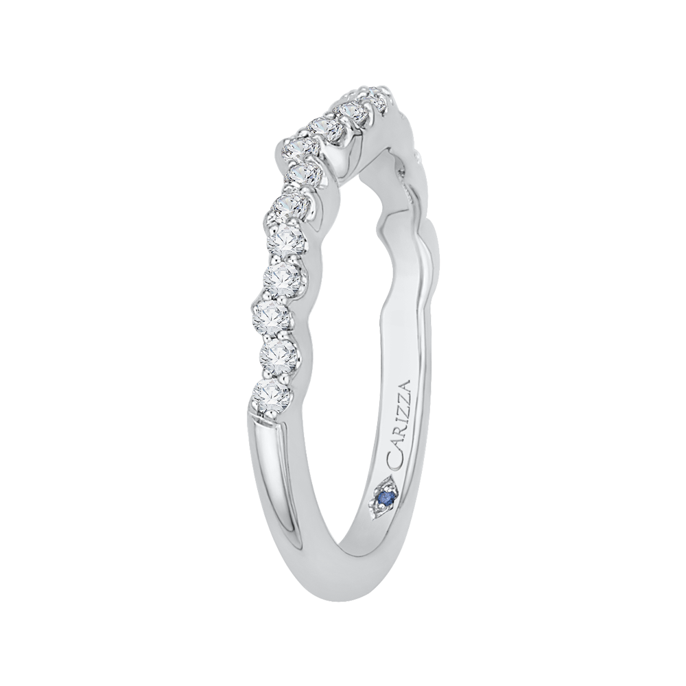 Round Diamond Half-Eternity Wedding Band in 14K White Gold