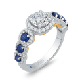 Round Diamond Engagement Ring with Sapphire in 14K Two Tone Gold (Semi-Mount)