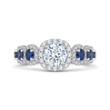 Round Diamond Engagement Ring with Sapphire in 14K Two Tone Gold (Semi-Mount)