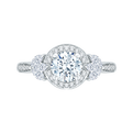 Round Diamond Halo Engagement Ring in 14K White Gold (Semi-Mount)