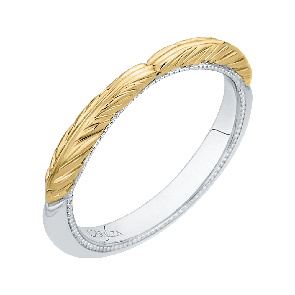 Plain Wedding Band in 14K Two Tone Gold