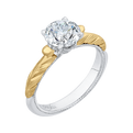 Solitaire Diamond Vintage Engagement Ring in 14K Two Tone Gold (Semi-Mount)