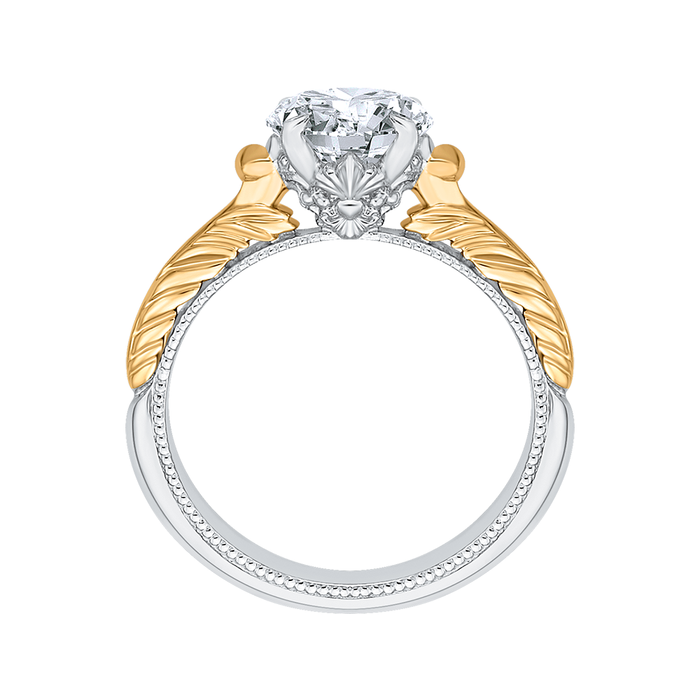 Solitaire Diamond Vintage Engagement Ring in 14K Two Tone Gold (Semi-Mount)