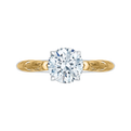 Solitaire Diamond Vintage Engagement Ring in 14K Two Tone Gold (Semi-Mount)