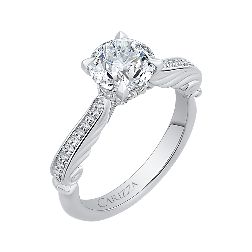 Round Diamond Engagement Ring in 14K White Gold (Semi-Mount)