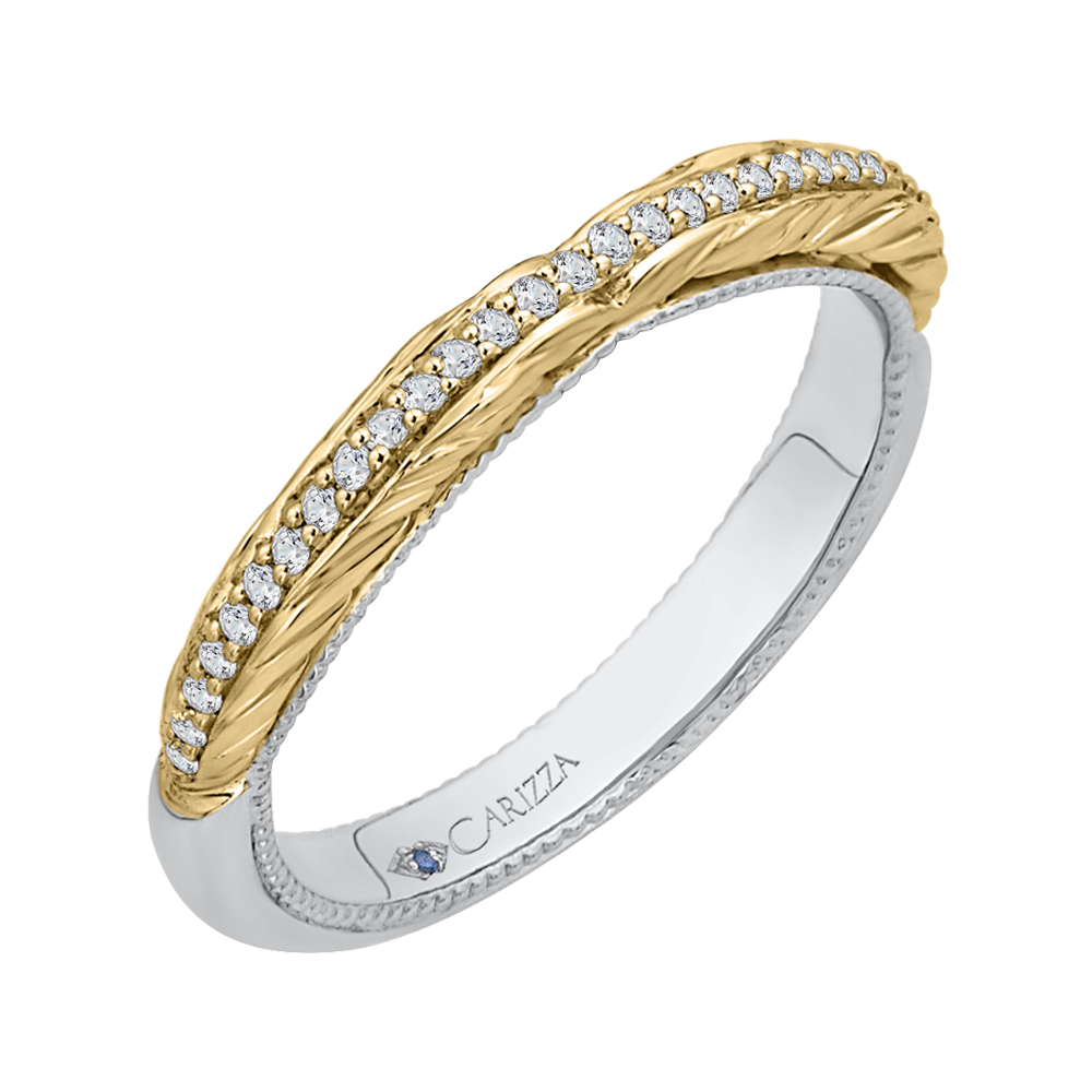 Round Diamond Wedding Band in 14K Two Tone Gold