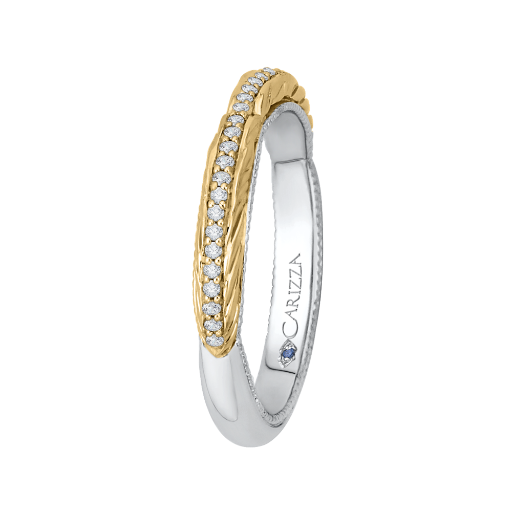 Round Diamond Wedding Band in 14K Two Tone Gold