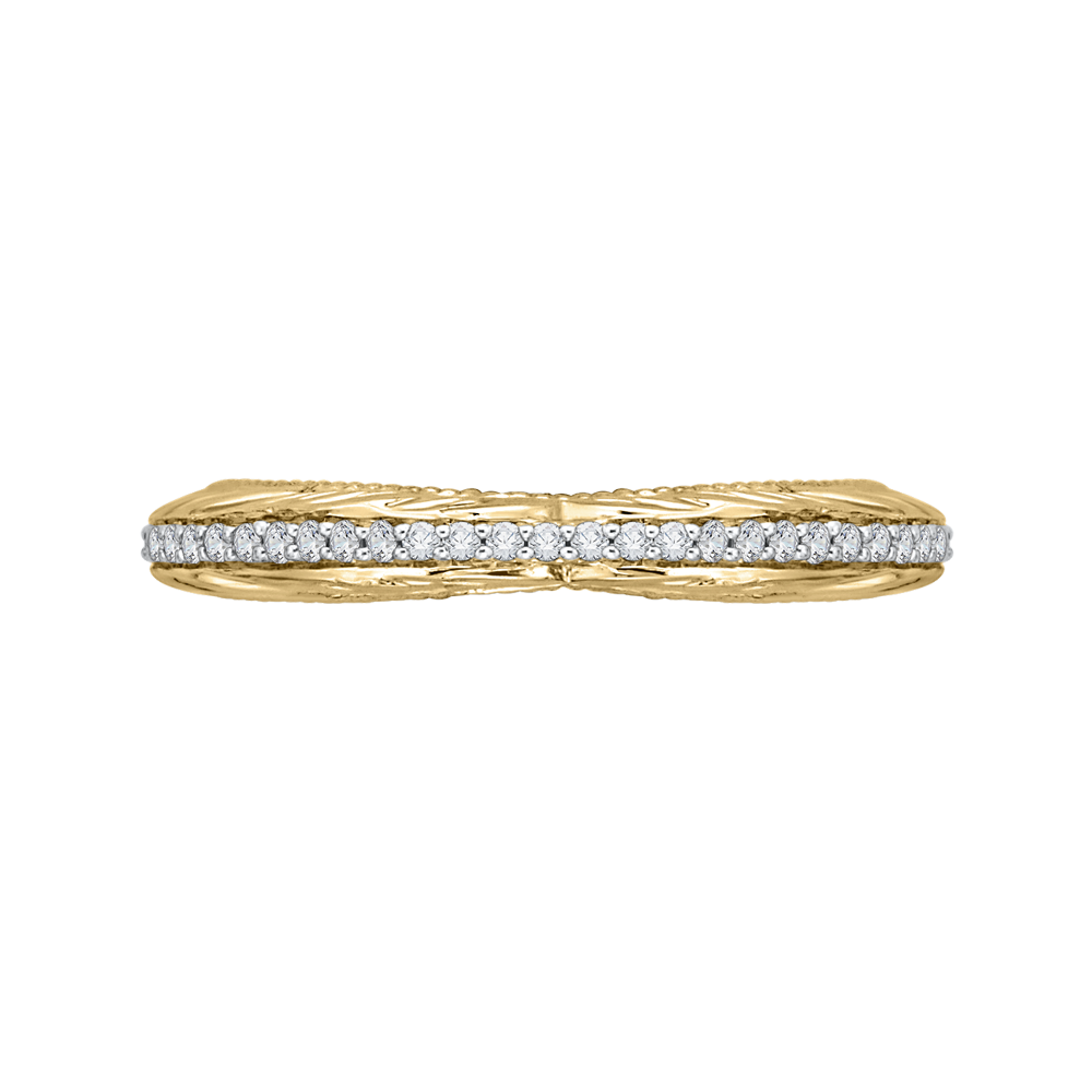 Round Diamond Wedding Band in 14K Two Tone Gold