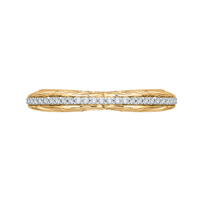 Round Diamond Wedding Band in 14K Two Tone Gold