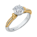 Round Diamond Engagement Ring in 14K Two Tone Gold (Semi-Mount)