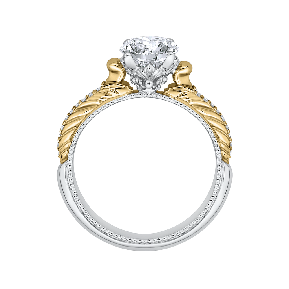 Round Diamond Engagement Ring in 14K Two Tone Gold (Semi-Mount)