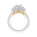 Round Diamond Three-Stone Engagement Ring in 14K Two Tone Gold (Semi-Mount)