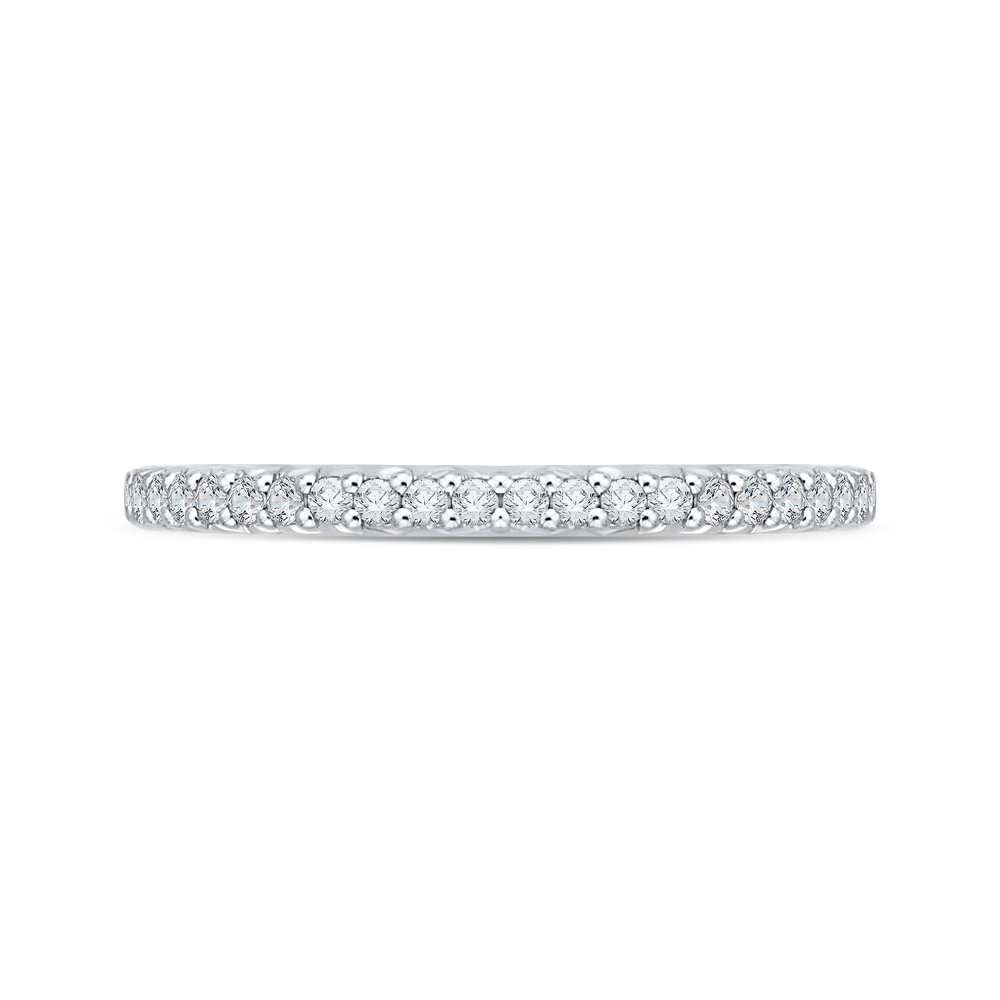 Round Diamond Half-Eternity Wedding Band in 14K Two Tone Gold