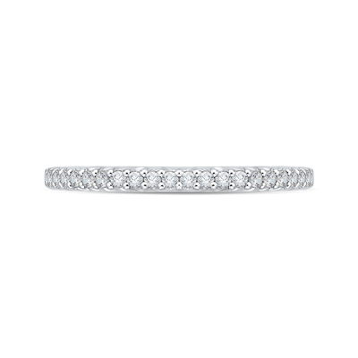 Round Diamond Half-Eternity Wedding Band in 14K Two Tone Gold