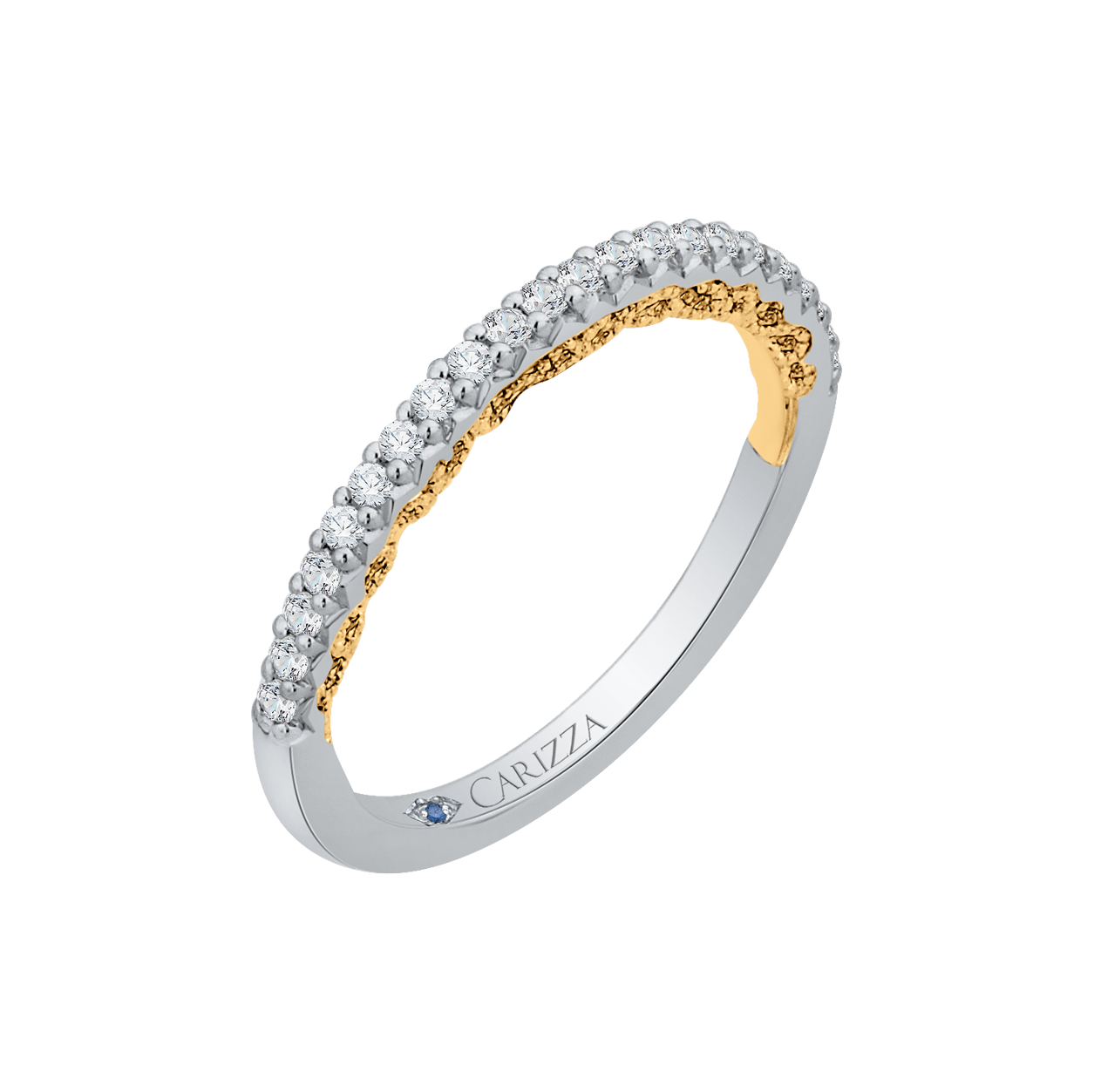 Round Diamond Half-Eternity Wedding Band in 14K Two Tone Gold