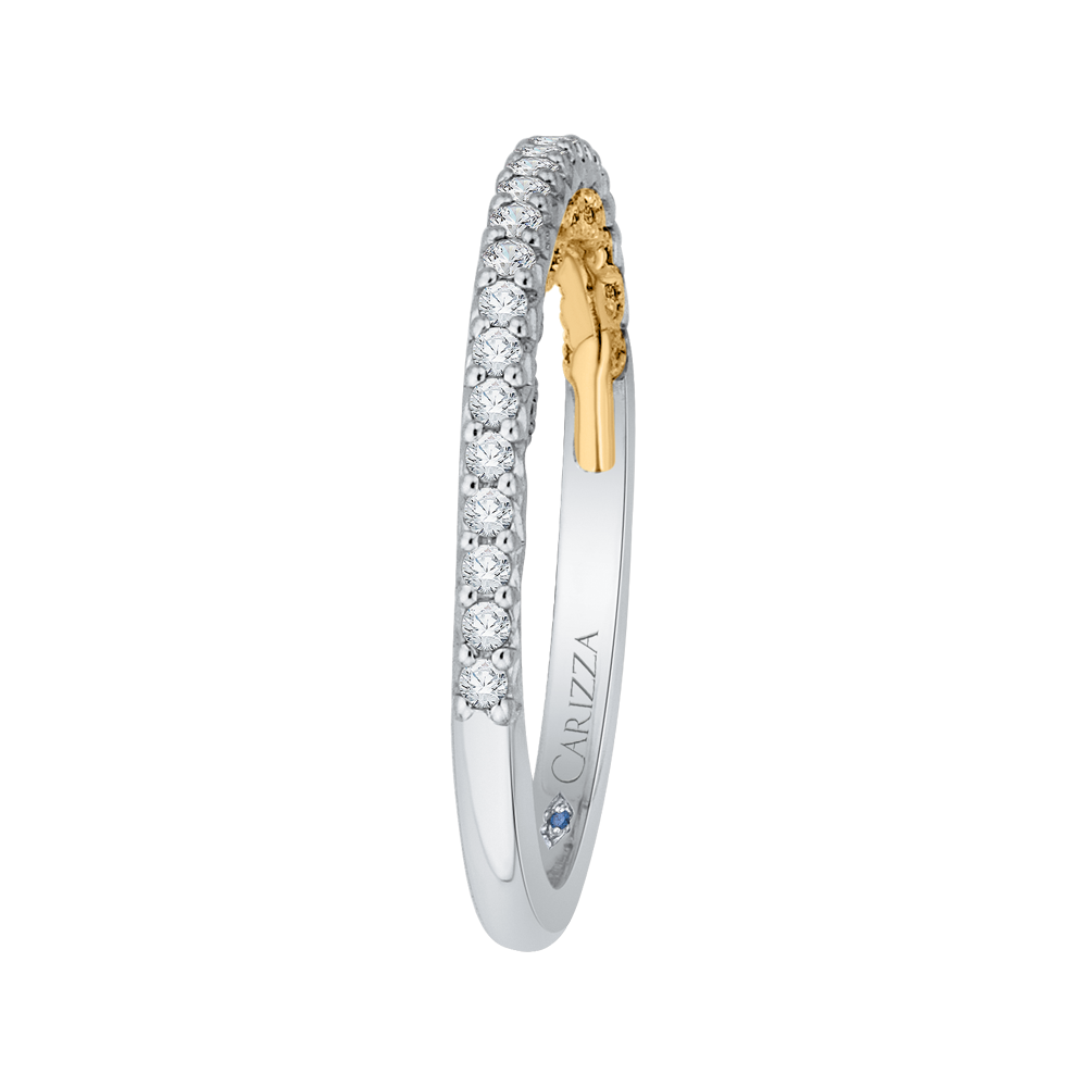 Round Diamond Half-Eternity Wedding Band in 14K Two Tone Gold