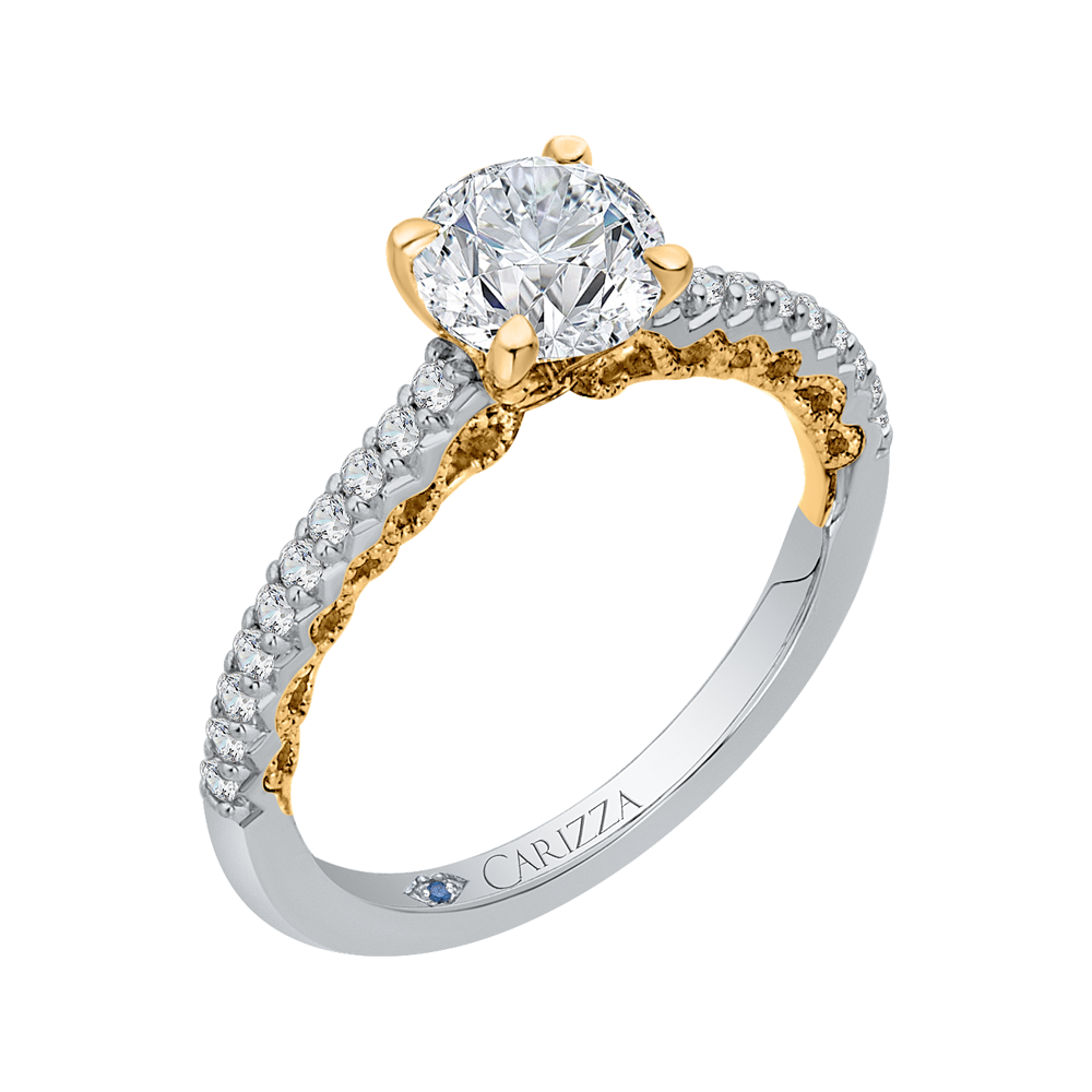 Round Diamond Engagement Ring in 14K Two Tone Gold (Semi-Mount)