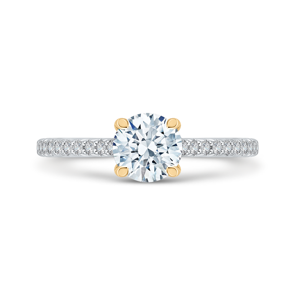 Round Diamond Engagement Ring in 14K Two Tone Gold (Semi-Mount)