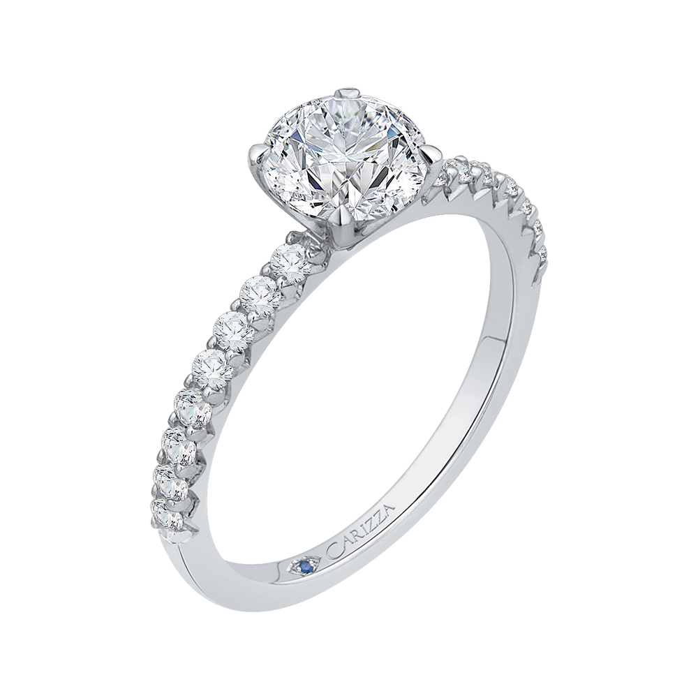 Round Diamond Engagement Ring in 14K White Gold (Semi-Mount)