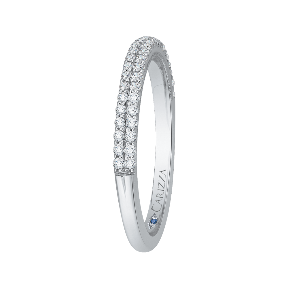 Round Diamond Half-Eternity Wedding Band in 14K White Gold