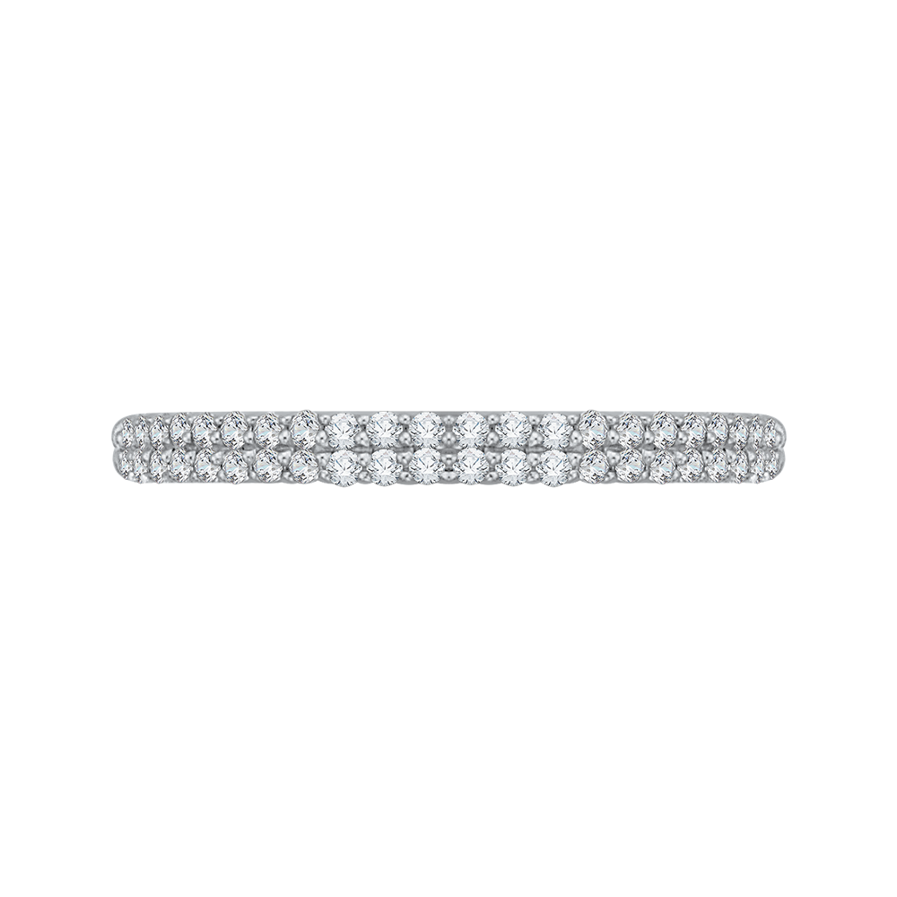 Round Diamond Half-Eternity Wedding Band in 14K White Gold