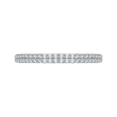 Round Diamond Half-Eternity Wedding Band in 14K White Gold