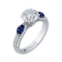 Round Diamond and Sapphire Engagement Ring in 14K White Gold (Semi-Mount)