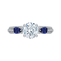 Round Diamond and Sapphire Engagement Ring in 14K White Gold (Semi-Mount)